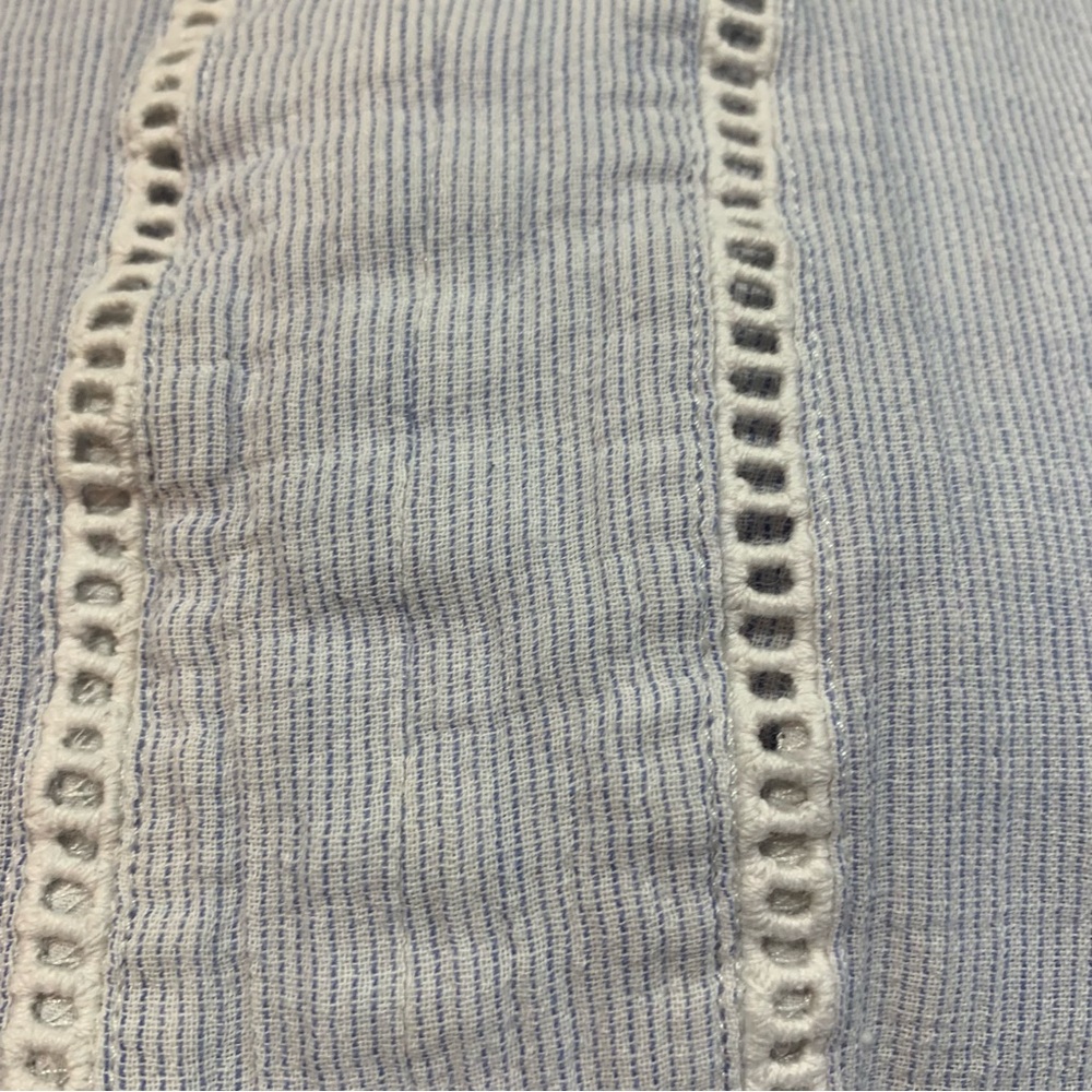 GAP long sleeve blouse Light Blue Striped Open Lace Detailing Ruffles XL Boho - Picture 10 of 16
